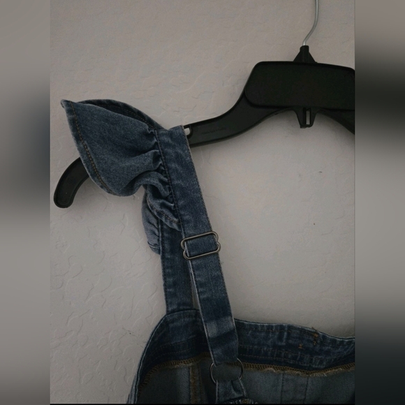 Ruffle Women's Denim Jumpsuit. (Evolutionary) - Picture 8 of 12